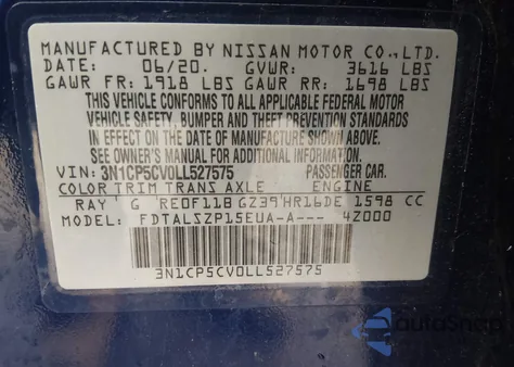 2020 Nissan Kicks Sv Xtronic Cvt из США, поврежденный, VIN 3N1CP5CV0LL527575